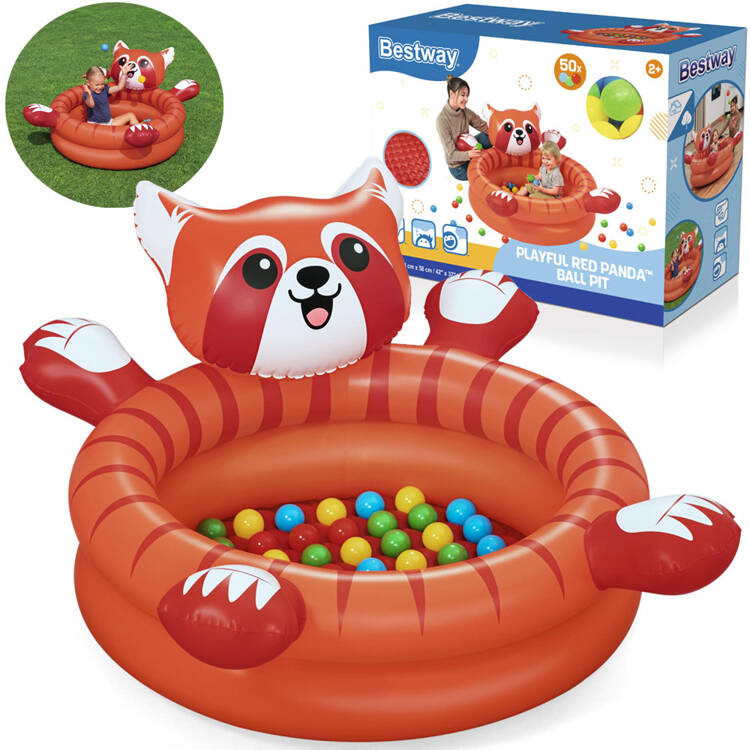 Басейн сухий червоний PANDA з кульками 107x94см Bestway+50 кульок 52702