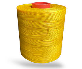 Нитка вощена плоска т.0,8мм колір Жовтий бобіна 1000метрів