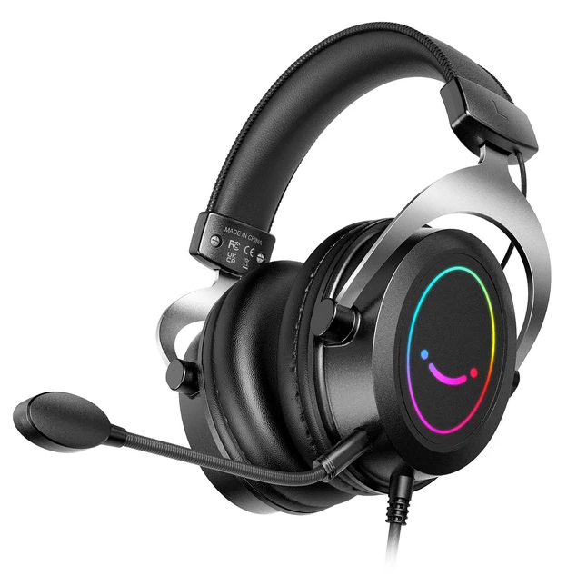 Навушники Fifine H3 Black зі знімним мікорофоном і RGB підсвічуванням