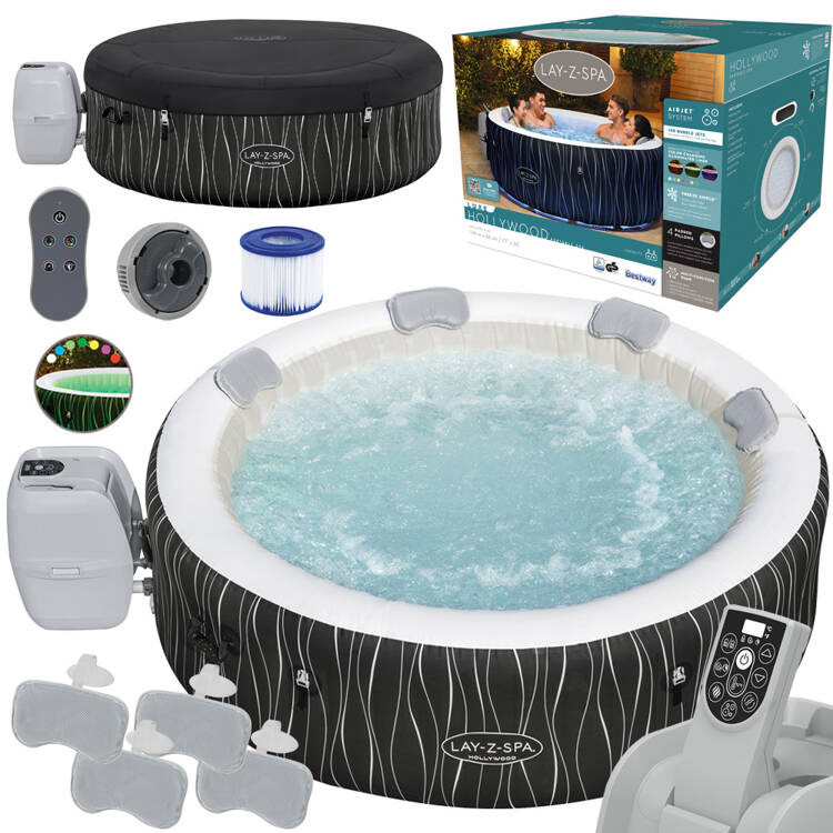 Джакузі Bestway Lay-Z-Spa HOLLYWOOD 4-6 осіб 196 см LED 60059
