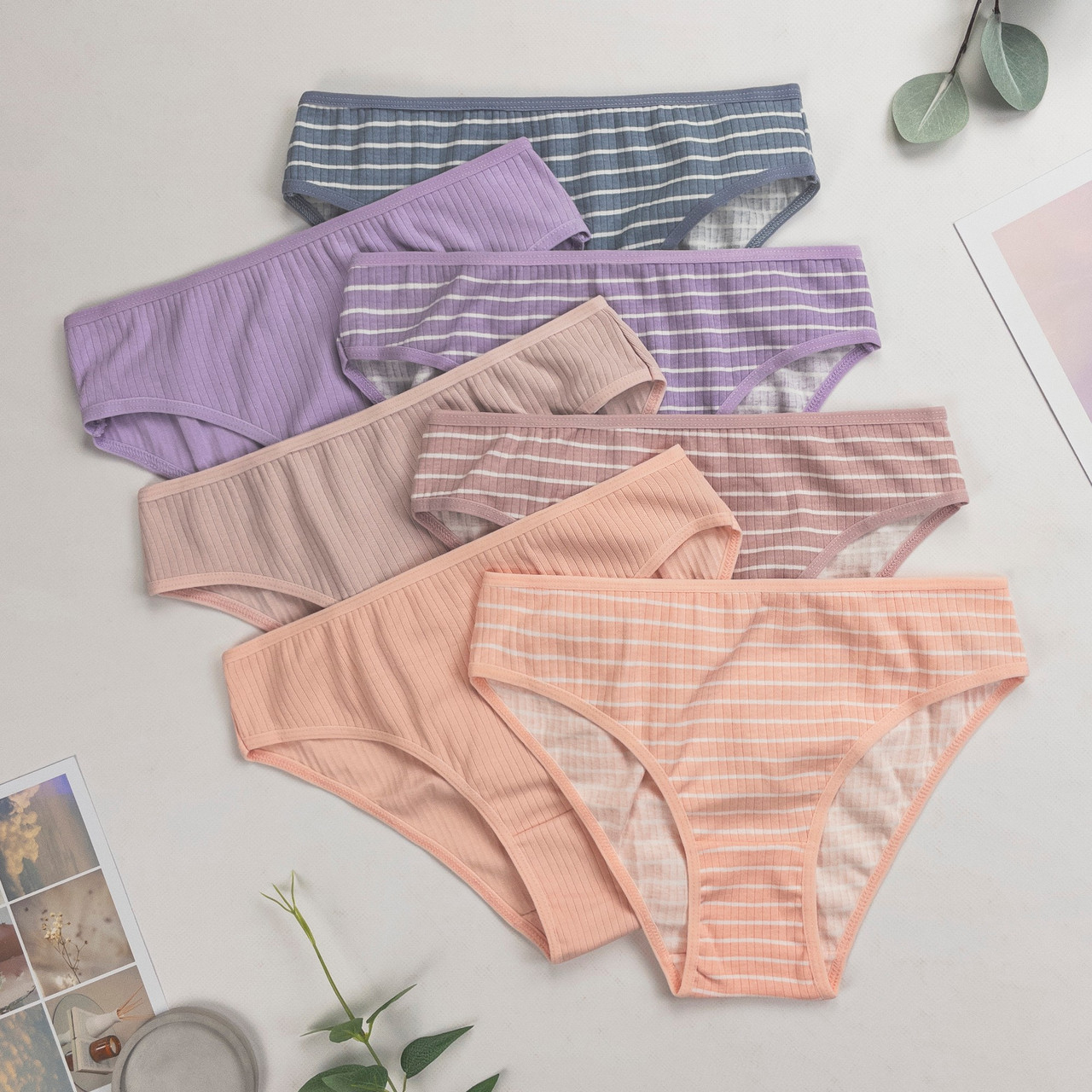 Труси жіночі в рубчик Nicoleta Туреччина тижневки M, L, XL, 2XL | 7 шт.