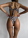 Жіночий злитий леопардовий купальник, фото 3