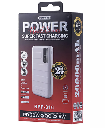 Батарея універсальна Remax RPP316 (20000 mA) 22.5W, фото 3