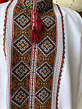 Чоловіча вишиванка розмір 56 ручної роботи довгий рукав біле домоткане полотно гуцульська вишивка, фото 3