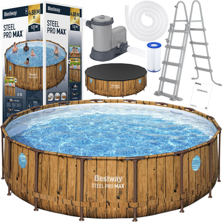 Bestway рамка дошка для басейну з малюнком 488x122 см кришка для драбини насос 56725