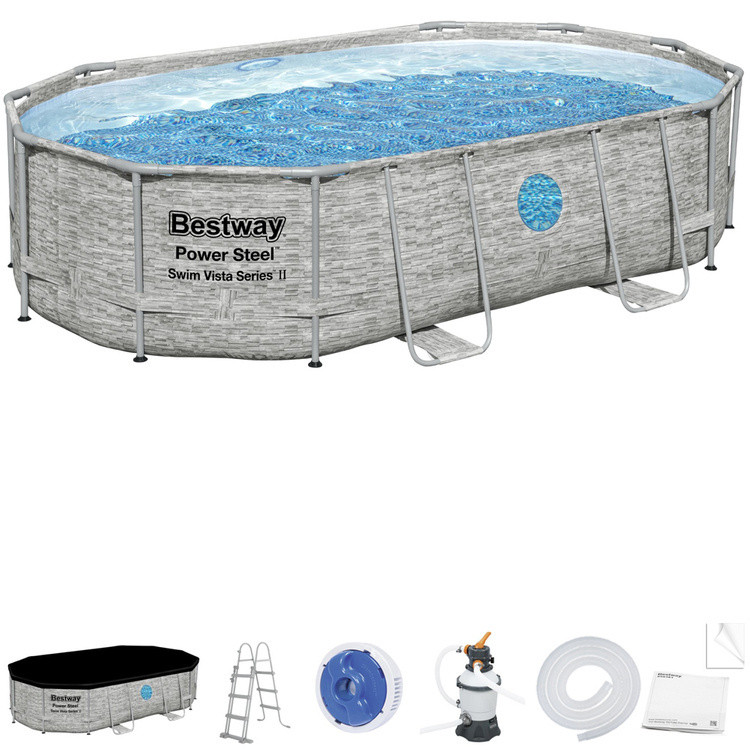 Каркас басейну Bestway 488x305x107 11в1 камінь 56946