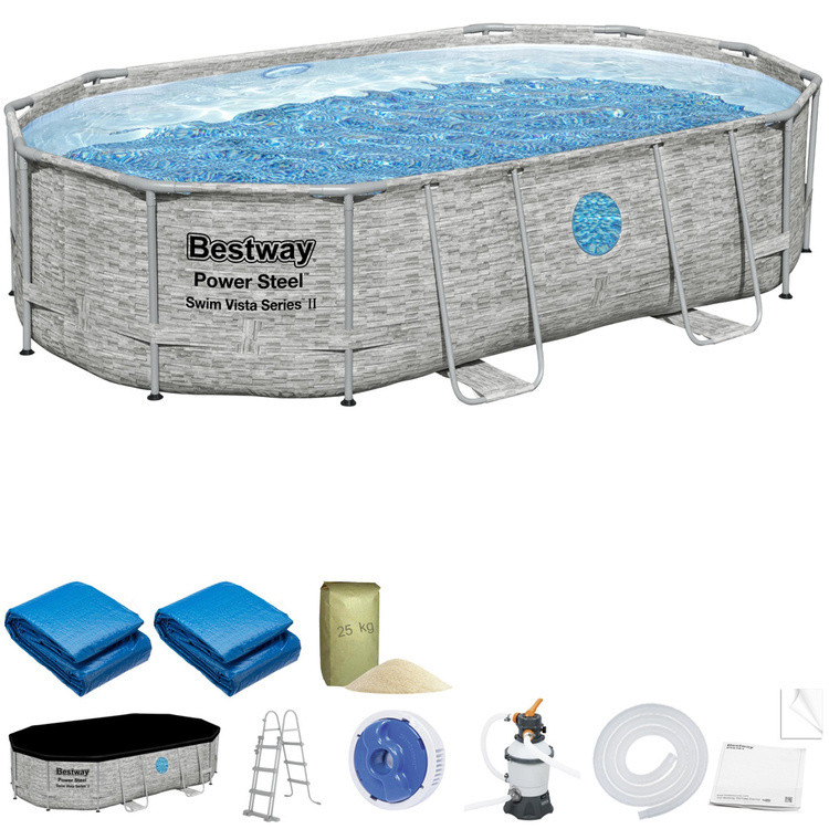 Каркас басейну Bestway 488x305x107 13в1 камінь 56946