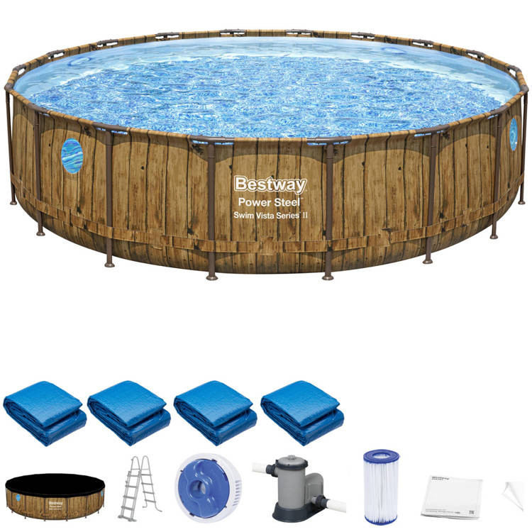 Каркасний басейн Bestway Wood 549x122 13in1 56977