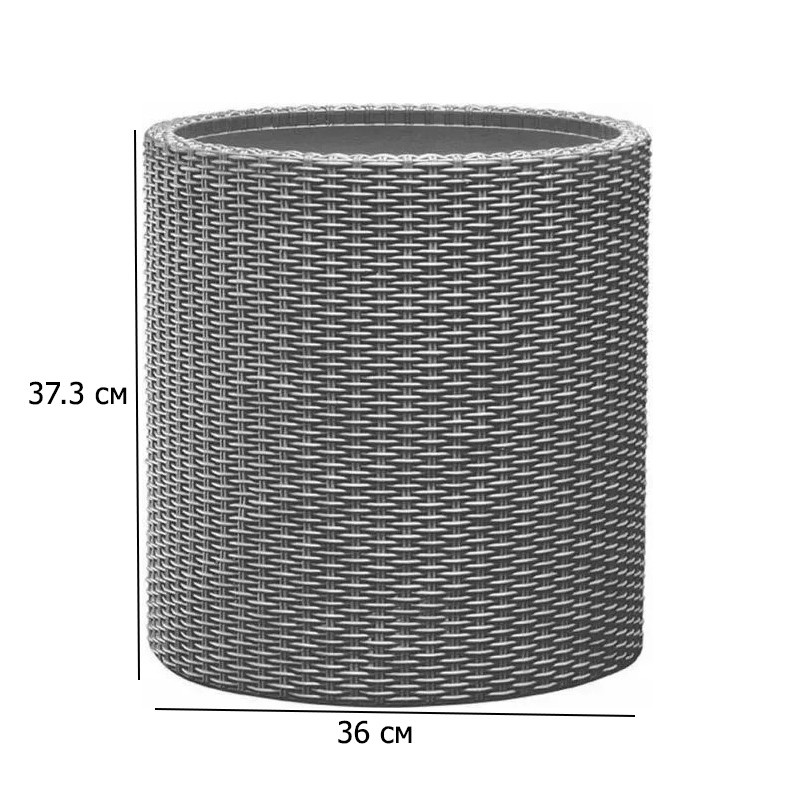 Вазон для вуличних квітів пластиковий Medium Cylinder Plante 36 см сірий циліндричний підлоговий, фото 1