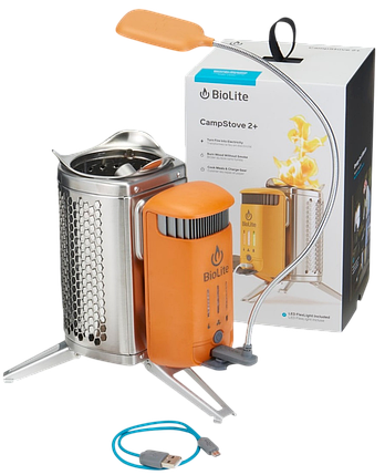 Поративний пальник-зарядка на дровах Biolite Campstove 2+ | Генерує електроенергію для зарядки ліхтариків, мобільних телефонів, фото 1