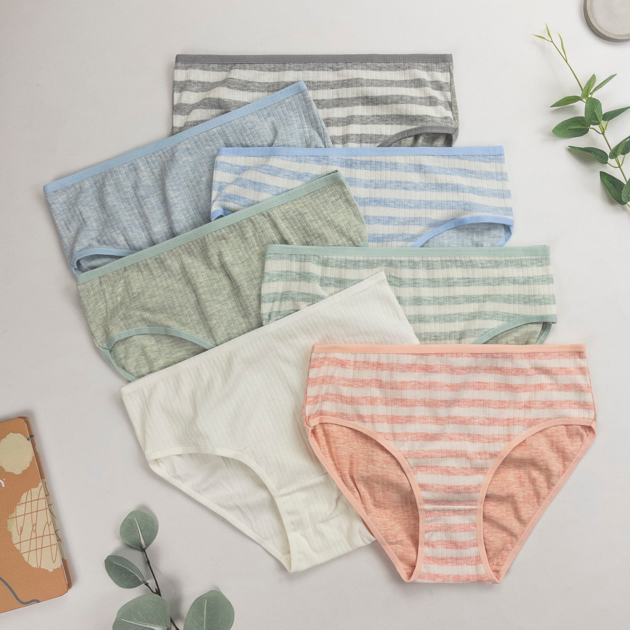 Труси жіночі в рубчик Nicoletta Туреччина тижневки 2XL, 3XL, 4XL, 5XL | 7 шт.