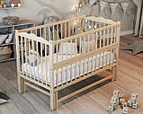 Дитяче ліжко для новонародженого малюка з дерева з регулюванням висоти для дітей до 3 років BabyRoom айворі, фото 6