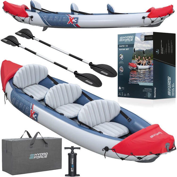 Bestway Kajak Rapid X3 надувний 3 особи + сумка для весл 381x100 см 65132