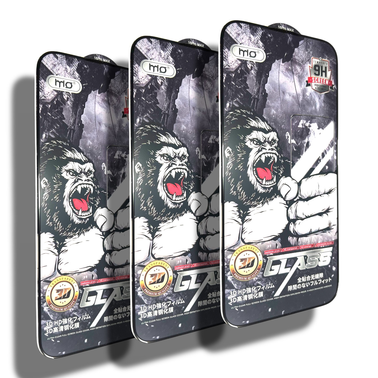 Захисне скло 3 шт CDK для Apple iPhone 16 Pro Max | Full Glue 3D MO King Kong (black)