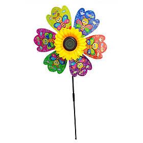 Дитячий вітрячок "Метелики" Bambi МR 1225-5 квітка діаметром 28 см, паличка 48 см, Toyman