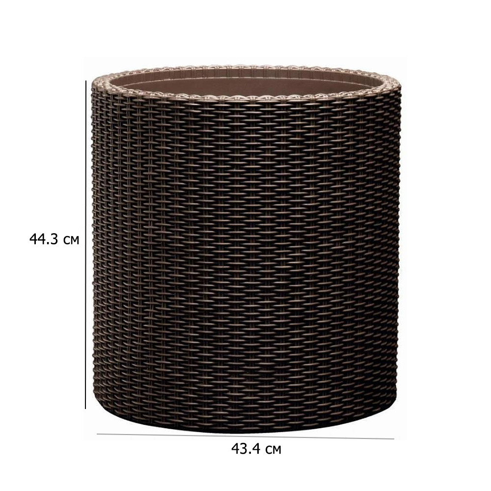 Великий квітковий горщик на терасу Large Cylinder Planter 43.4 см коричневий циліндричний підлоговий