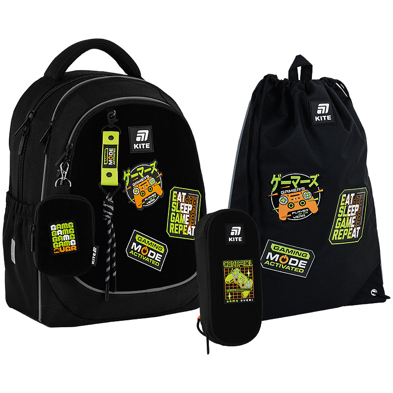 Шкільний набір Kite Education Gaming Mode SET_K25-700M-5 (рюкзак, пенал, сумка) 130-145 см