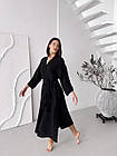 Жіночий халат кімоно довгий COSY Duna із фактурного мусліну, чорний