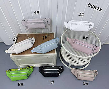 Сумочка жіноча бананка 11*32 см на блискавці зі штучної шкіри у різних кольорах Fedya