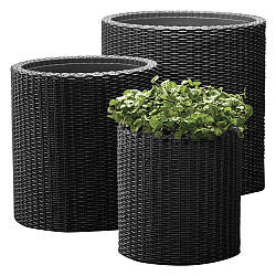 Комплект циліндричних горщиків для квітів Cylinder Planters S+M+L антрацит із пластику