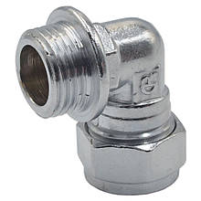Кутник обтискний для мідних труб Comisa D 15x1/2" (НР) хромований з різьбленням 8106403