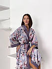 Жіночий халат кімоно довгий COSY Morning Bloom квіти на лавандовому кольорі