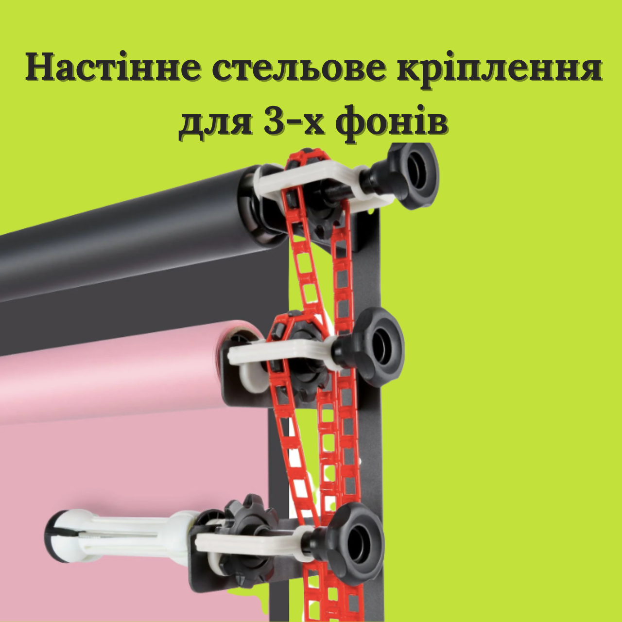 Настінне стельове кріплення для тьох фонв, для 3-х рулонів