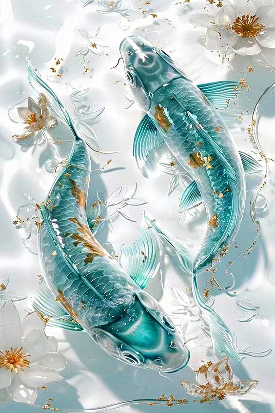 Алмазна мозаїка Карпи Кої My-Art AR-3252 (40 x 60 см) + стрази AB+FD на підрамнику, фото 1