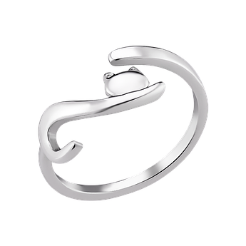 Каблучка срібна на верхню фалангу без каміння Кішка