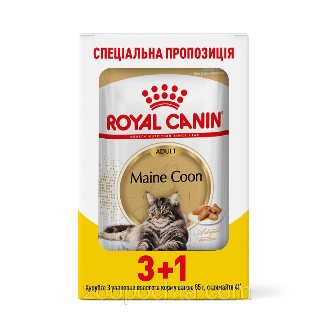 АКЦІЯ! Вологий корм Royal Canin Maine Coon Adult (Роял Канін Мейн Кун) для кішок 0.085 4+1 шт.
