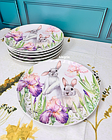 Набір тарілок Кролик в ірисах 26 см 6 шт