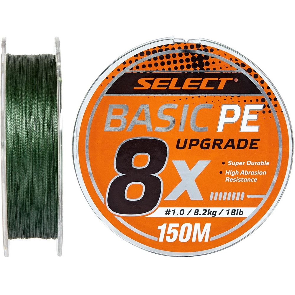 Шнур Select Basic PE 8x 150m (темн-зел.) #0.6/0.10mm 12lb/5.5kg, плетёный, для спінінгової риболовлі, фото 1