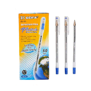 Ручка Beifa В-103  упаковка 50 шт товщина 0.7 мм масляна синя, пластиковий корпус