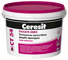 Силікатна фасадна фарба лугостійка Ceresit CT54 (SILICATE AERO) 10л