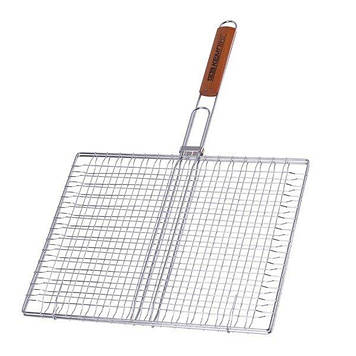 Подвійна решітка для гриля Кемпінг, BQ-66B-3, хромована, для барбекю, довжина 65 см