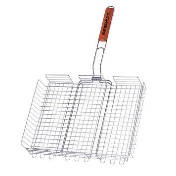 Подвійна решітка для гриля Кемпінг, BQ-61, хромована, для барбекю, довжина 65 см