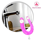 Двосторонній фаллос силіконовий фіолетовий, подвійний фалоїмітатор гнучкий, інтимні іграшки, фото 8