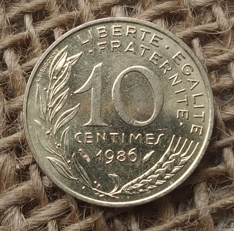 10 сантимiв 1986 року францiя