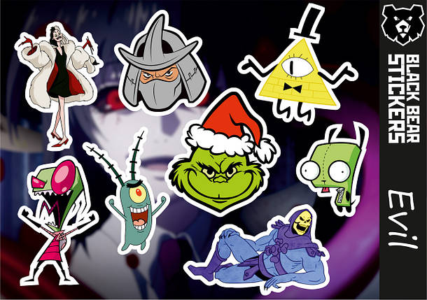 Стікери вологостійкі, наклейки, меми "Evil", фото 1