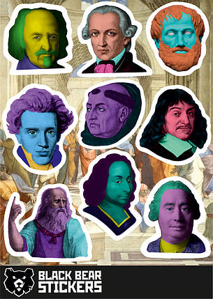 Стікерпак "Філософи №1", стікери вологостійкі, наклейки, фото 1