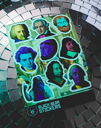 Стікерпак "Філософи №1", стікери вологостійкі, наклейки, фото 3