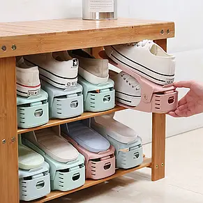 Підставка для взуття Double Shoe Racks пластикова, Зелений, фото 3
