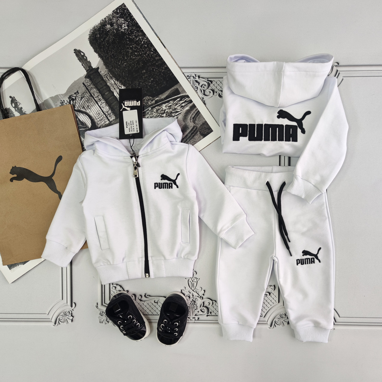 Дитячий білий спортивний костюм з капюшоном Puma