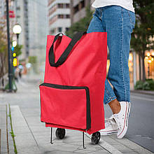 Сумка господарська кравчучка Wellamart на колесах складана, Червоний