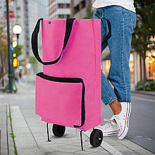 Сумка господарська кравчучка Wellamart на колесах складана, Рожевий