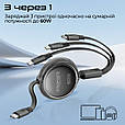 Кабель Promate TrioCord-R USB-C to 27W Lightning коннектор/ 60W USB-C / micro-USB 1.1 м Black (triocord-r.black), фото 3