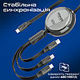 Кабель Promate TrioCord-R USB-C to 27W Lightning коннектор/ 60W USB-C / micro-USB 1.1 м Black (triocord-r.black), фото 5