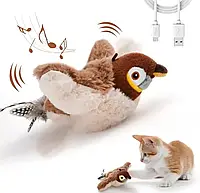 Интерактивная игрушка для кота птичка USB Игрушка для кошек со звуковыми эффектами птичка