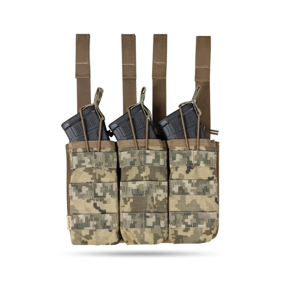 Підсумок Ukrarmor потрійний під магазини АК/АR. Cordura 500D. Molle Піксель