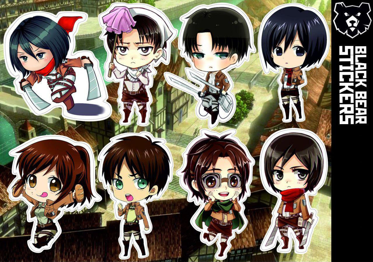 Стікерпак "Attack on Titan", Атака на титанів, стікери вологостійкі, наклейки, аніме